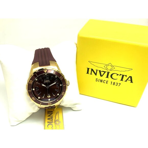 Invicta Women's Watch 17485 Angel Quartz Gold Tone Case Rubber Strap 38mm - Picture 3 of 15